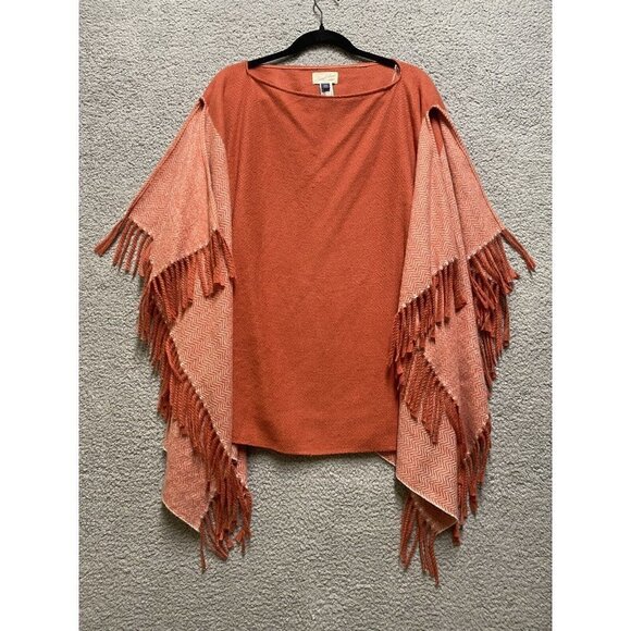 Universal Thread Womens OSFM One Size Poncho Sweater Orange New - Picture 1 of 10